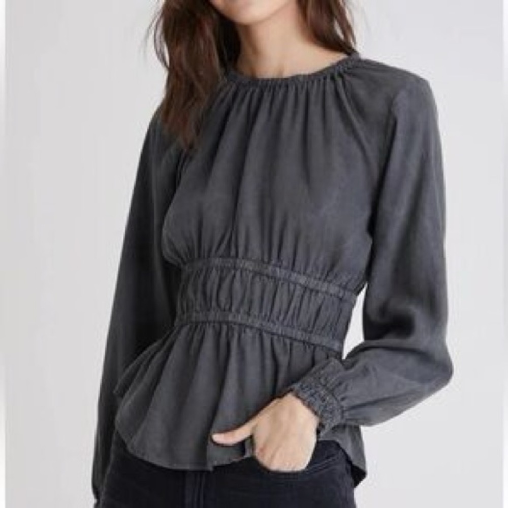 Cloth & Stone Long Sleeve Elastic Shirred Top, Sz S
